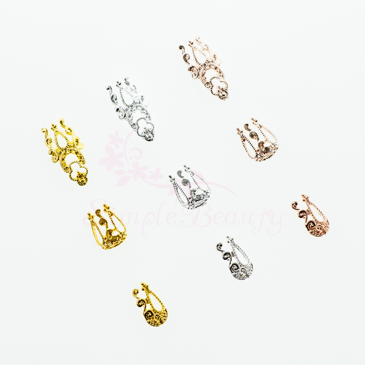 100 Retro Hollow Lace Metal Alloy Charms 3D Nail Art Manicure DIY Decorations