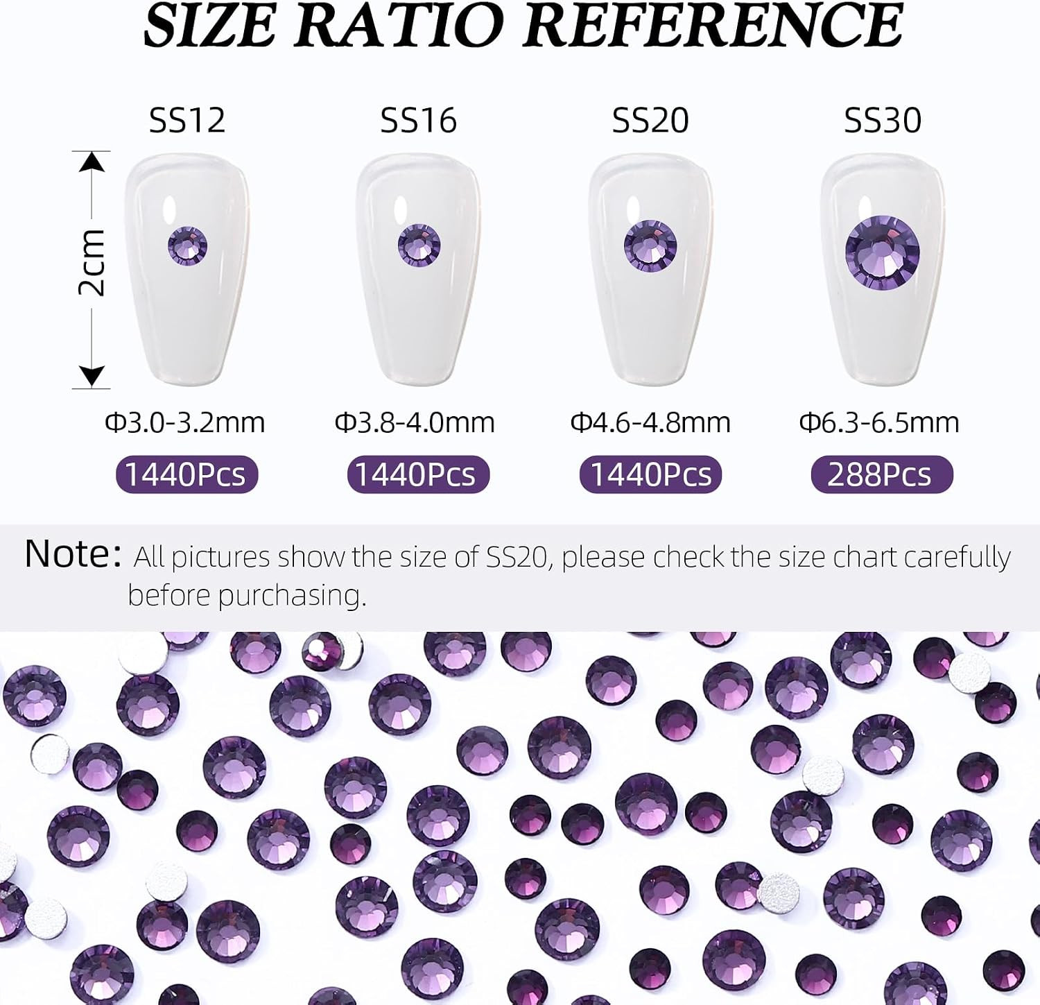 Tanzanite Flatback Rhinestones, Glass Rhinestones for Nail Art and Craft, Glue F