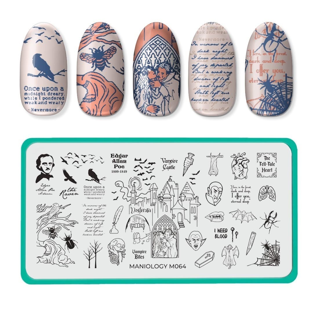 Maniology Nail Art Stamping Plate Bundle — 2-Plate “Dark Fantasy & Literary”…
