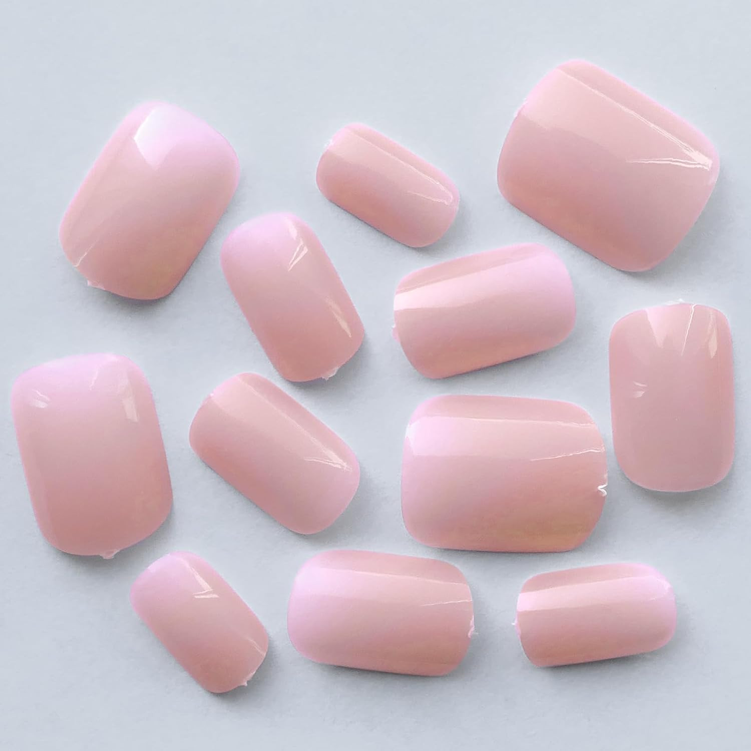 240pcs Short Press on Nails Peach Pink Full Cover Short Square Glossy Fake Nails