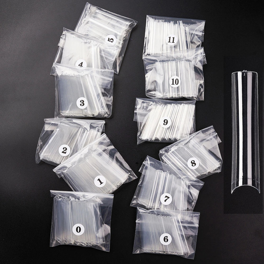 3XL Long Coffin/Square Acrylic False Nail Tip Half Cover C Curved Straight Nail