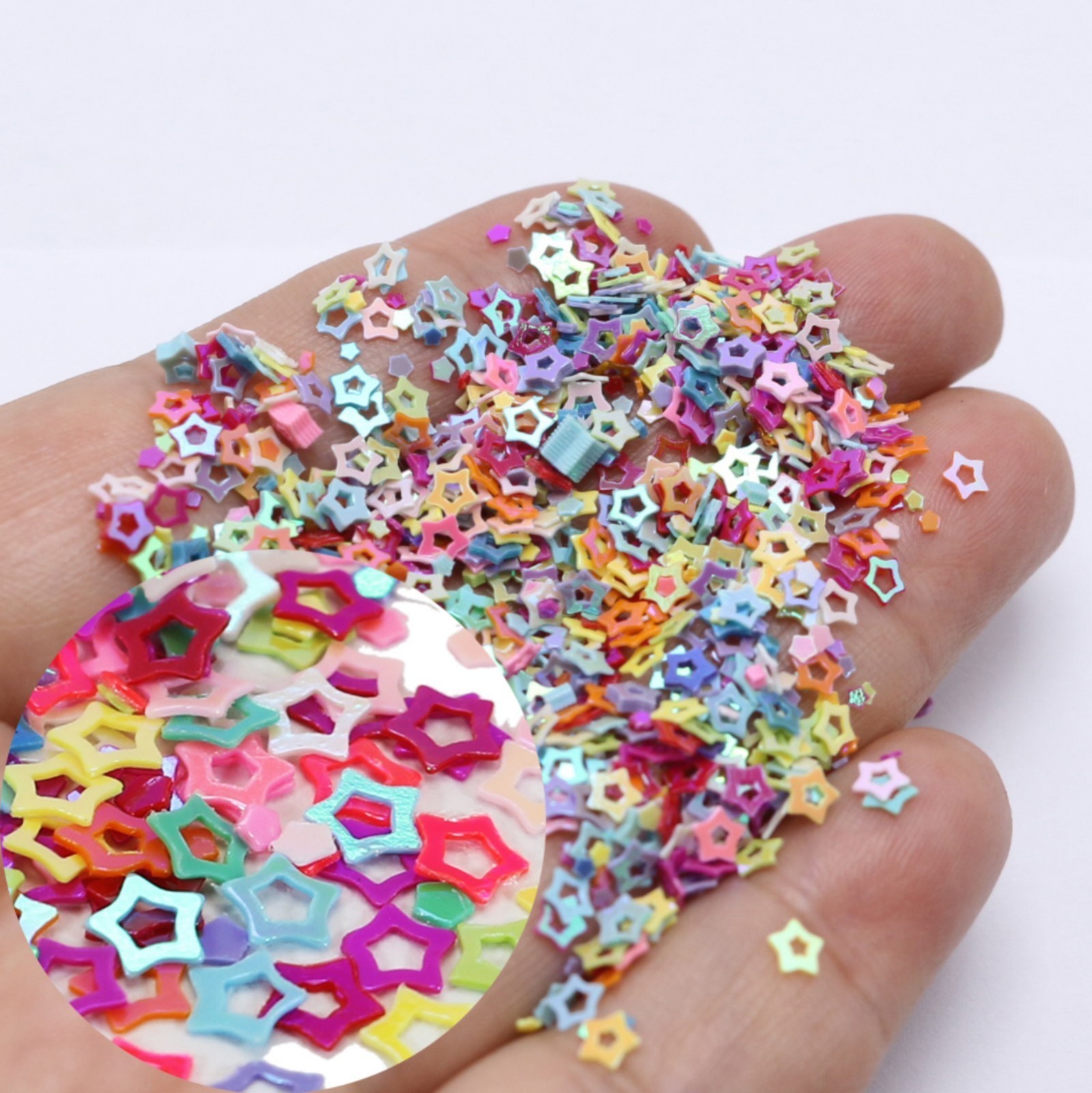 50 Gram Mixed Color Hollow Star Sequins Loose Tiny 3mm Nail Art Tips Crafts