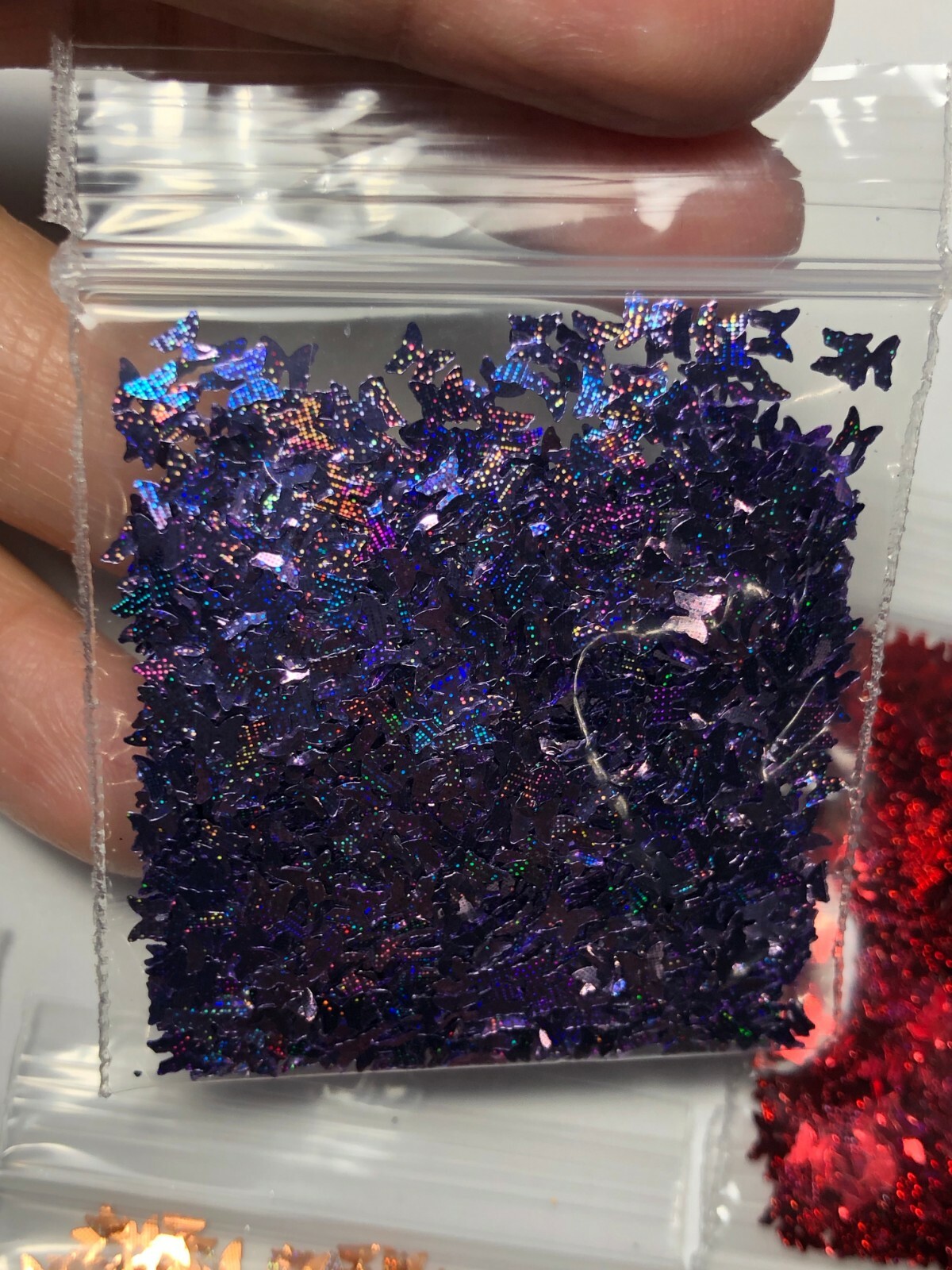 Solvent Resistant LASER BUTTERFLY shape Glitter U Choose Color Nail Art Face