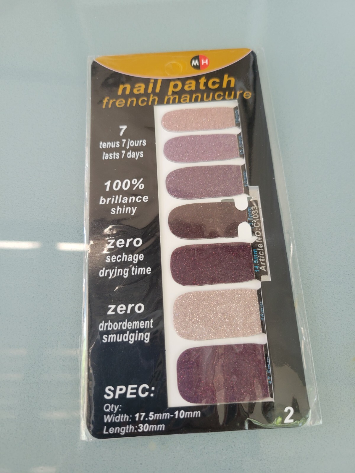 5 Packs Nail Patch French Manicure Stickers Sets Glitter Nail Polish Strips