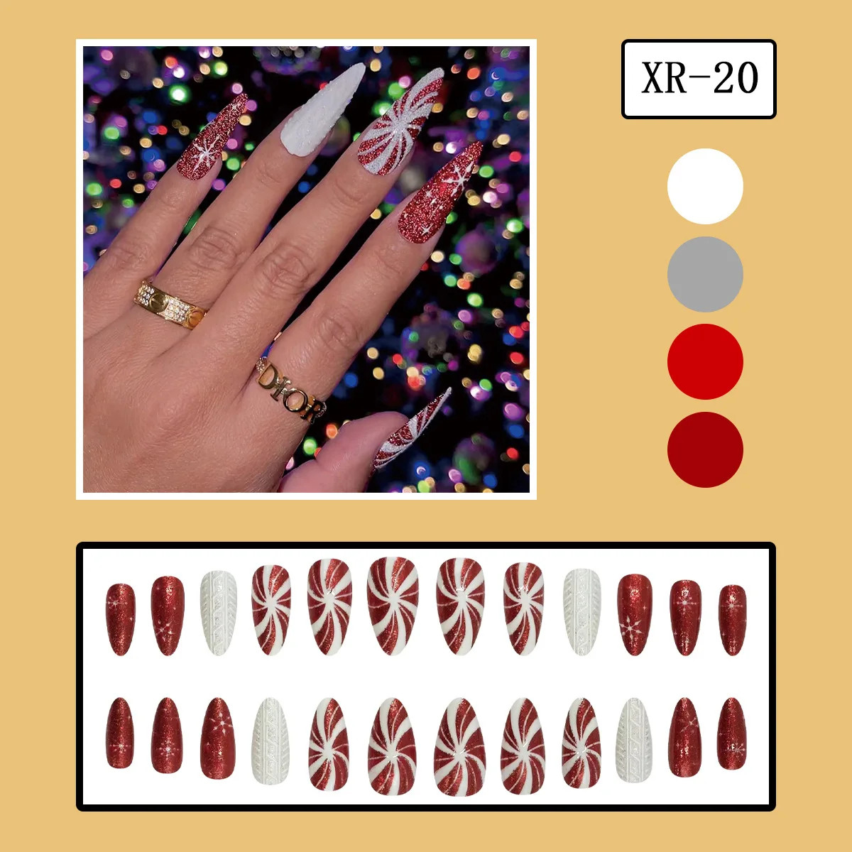 24pcs Halloween Spider Fake Nails French Coffin Full Cover Artificial Nail Tips