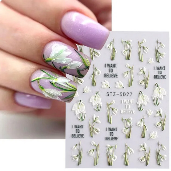 christmas Nail Art Stickers Self-adhesive Flower Leave, Lines, Geometry, Unicorn