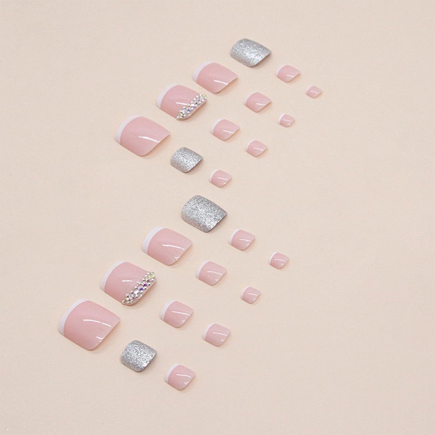 Full Cover Acrylic Press On Toenails Easy Application Glossy Finish for Women