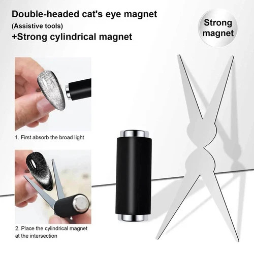 Double-head French Nail Art Magnet Set 3D Strong Cat Eye Magnet Nail Art Gel Pol