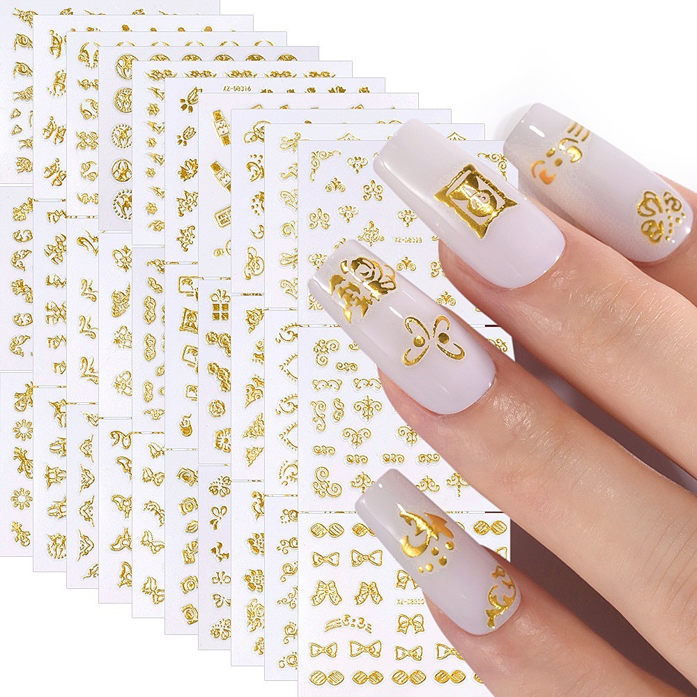 30Pcs Set Nail Art Stickers Decal Flower Lace Rose Heart Slider Manicure N383