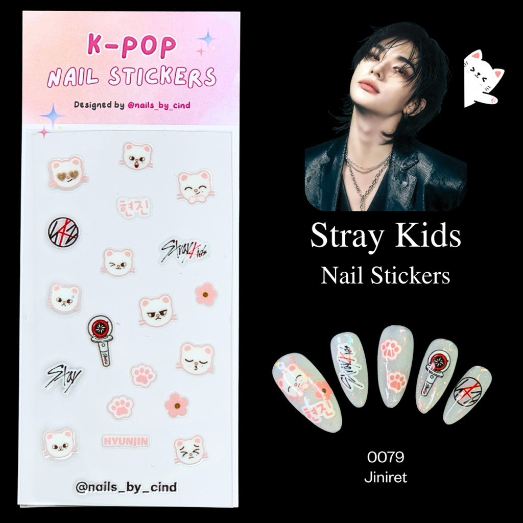 STRAYKIDS SKZ VER 2 KPOP NAIL STICKER FAN MADE KOREA LEE KNOW FELIX SEUNGMIN Z10