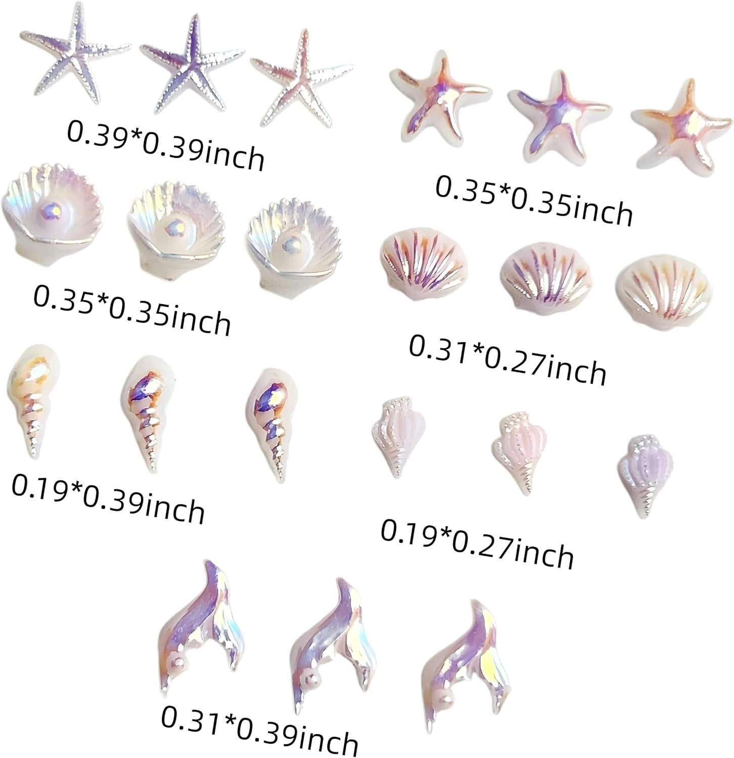 200PCS 3D Summer Ocean Rhinestones Nail Charms Mixed Ocean Nail Rhinestones Auro