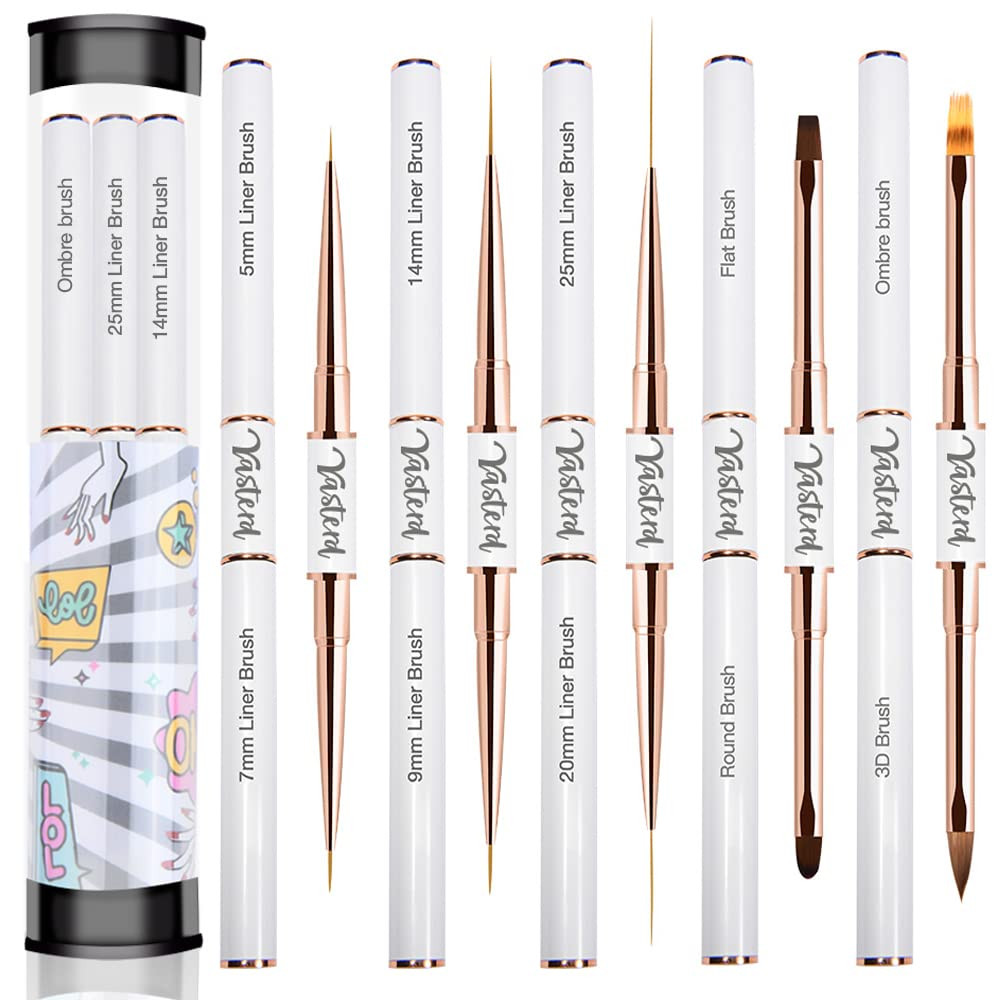Yasterd Nail Art Brushes Set,Professional 5Pcs Double-Ended Acrylic Brushes | Li