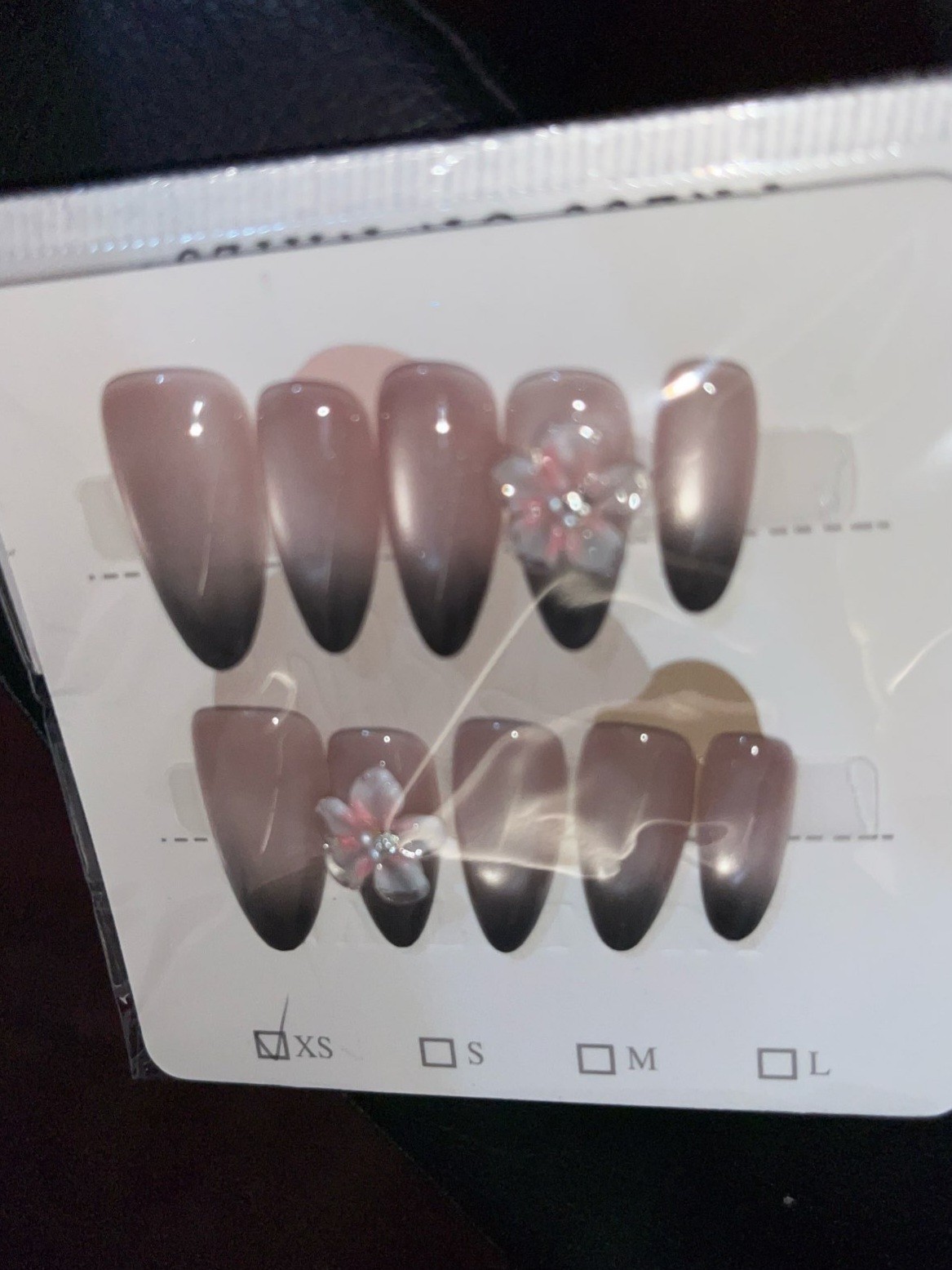 Gradient Black French Style Press On Nails Handmade