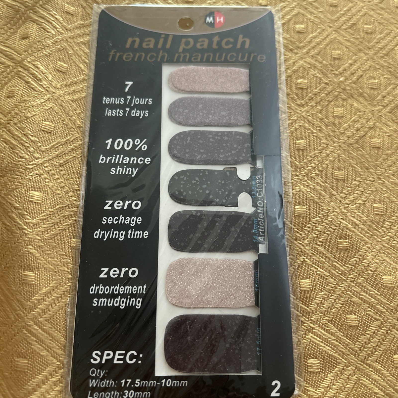 11 Pack Nail Patch French Manicure Stickers Glitter Nail Polish Strips