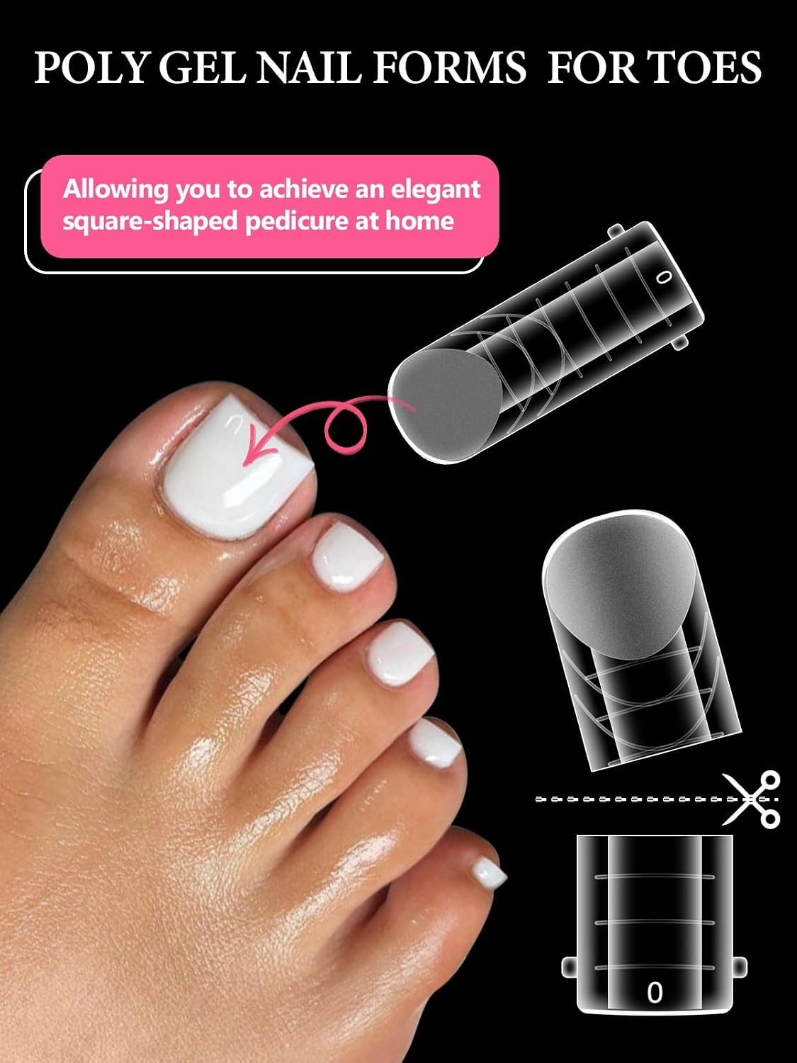 Poly Gel Nail Forms for Toes, Long Square Dual Forms, Toe Pedi Nail Extension Re