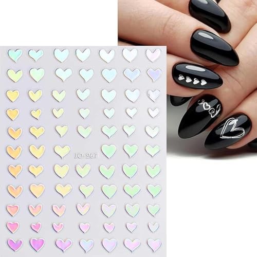 12 Sheets Nail Art Stickers Decals 3D Self Adhesive Silver Line Star Aurora