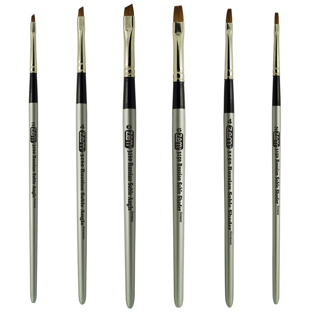 AS-65 Russian Pure Sable Shader and Angle Mix Brush Set 6 pcs