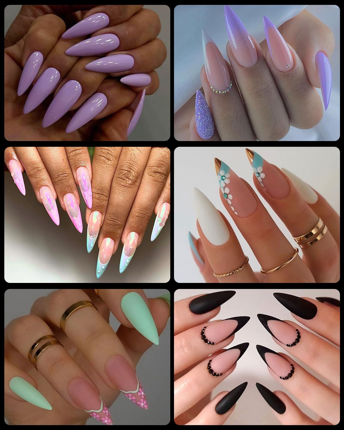 Soft Gel Nail Tips Medium Stiletto, 120PCS Pre Buff Full Cover Shaped Nail Exten