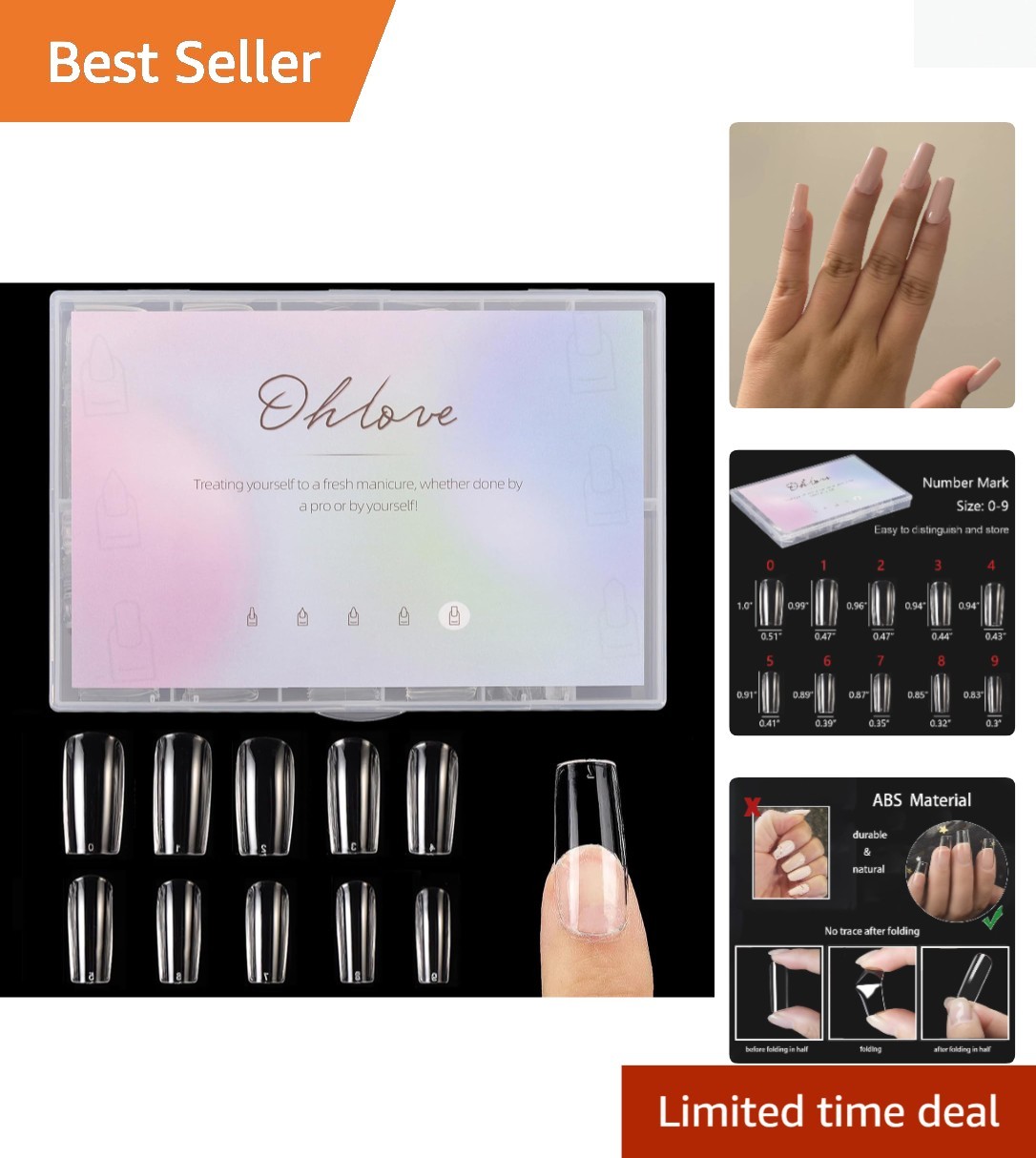 500Pcs High-Quality Square Nail Tips with Glossy Finish for Beautiful Nails