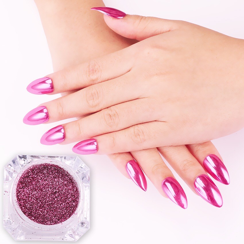Unicorn CHROME POWDER Mirror AURORA Nail Art Colours ROSE GOLD Pearl Silver RED