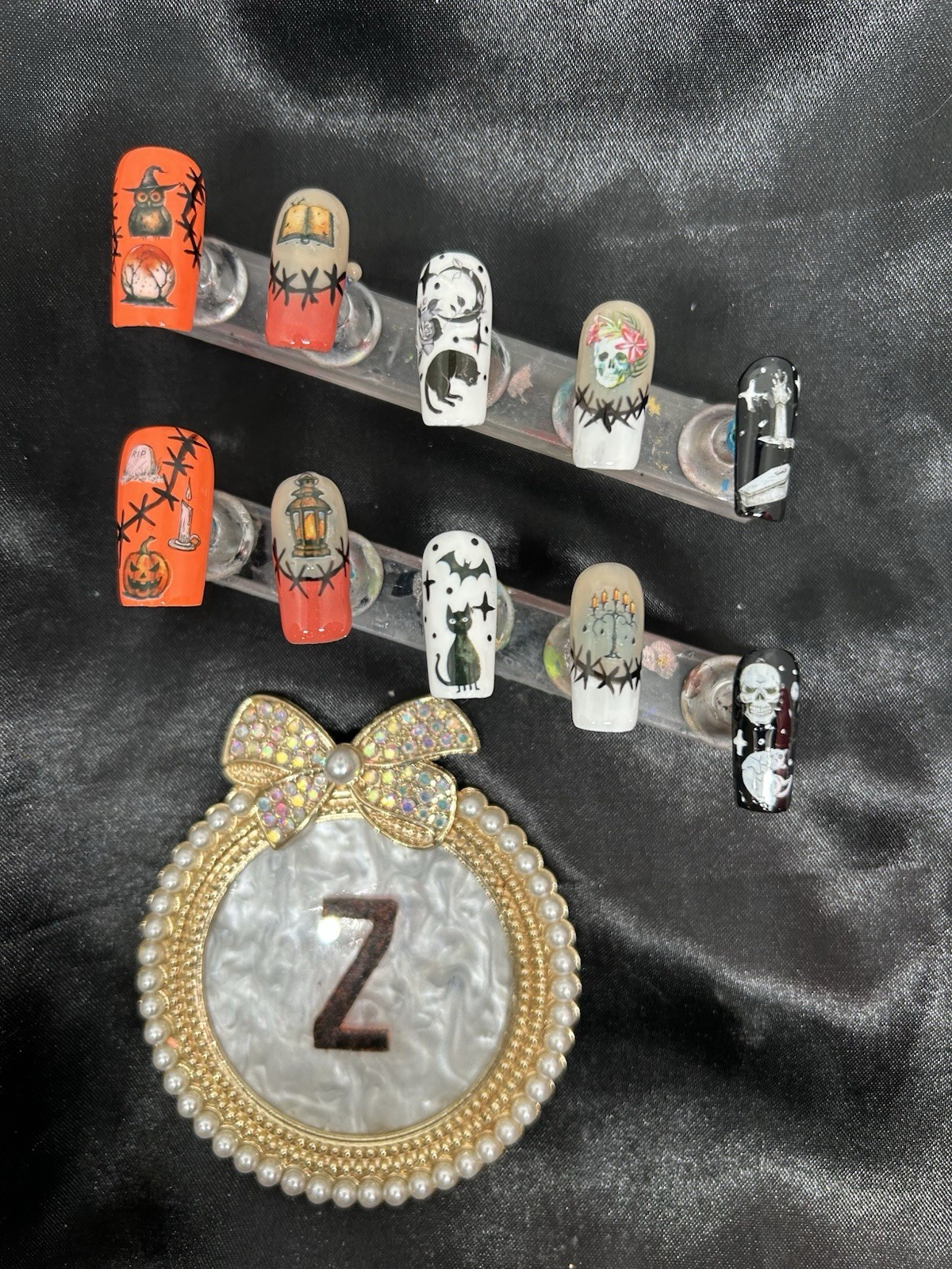 Z NAILZ! Handmade M Square Shiny Halloween Multicolor Press On Nails