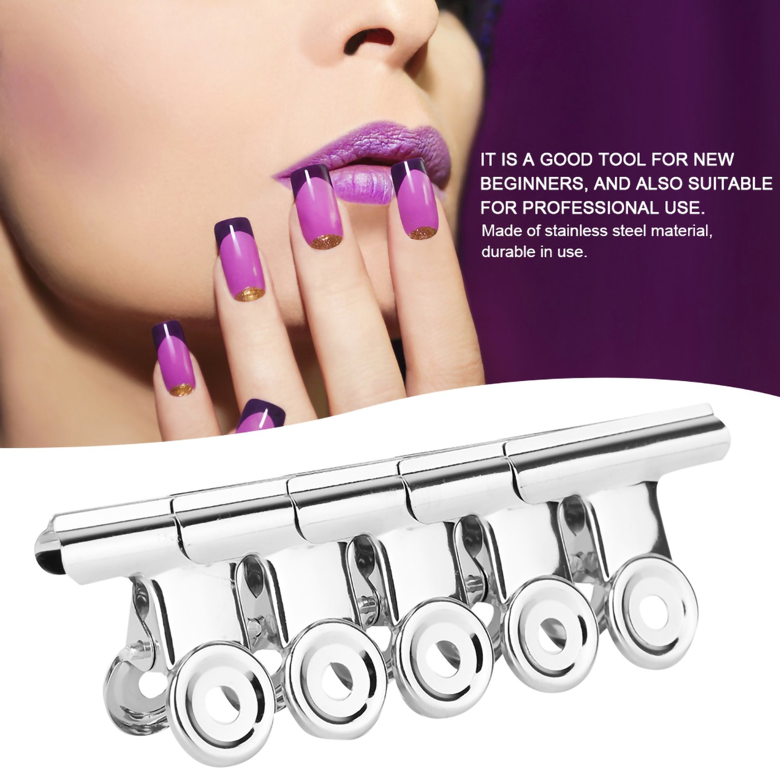 5pcs Stainless Steel Silver C Curve Nail Extension Clips Multifunctional Nai CX4