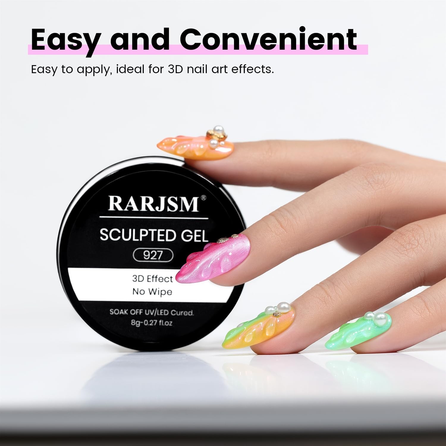 Versatile 3D Sculpting Gel – Clear Adhesive for Nail Charms & Art Design, 1.13oz