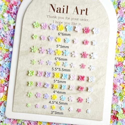 300Pcs Flower Nail Art Charms 3D Flowers for Nails Random Color multicolored