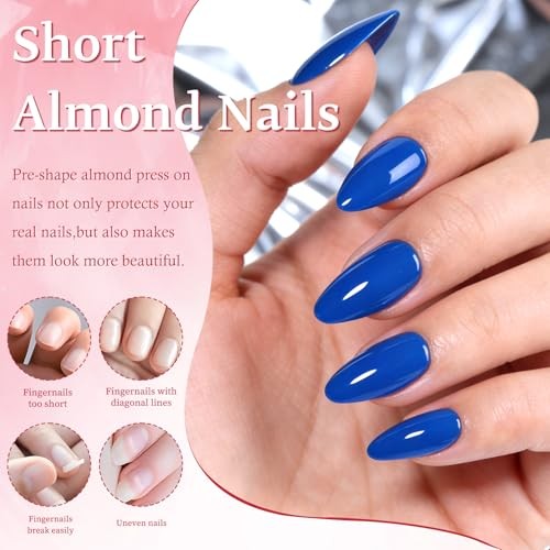 Almond Nails Short Set – 5 Pieces – Royal Blue