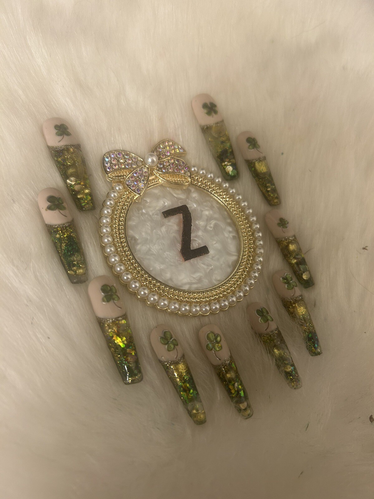 Z NAILZ! Artisan Gold/Green St. Patrick’s Day Aquarium Press On Nails