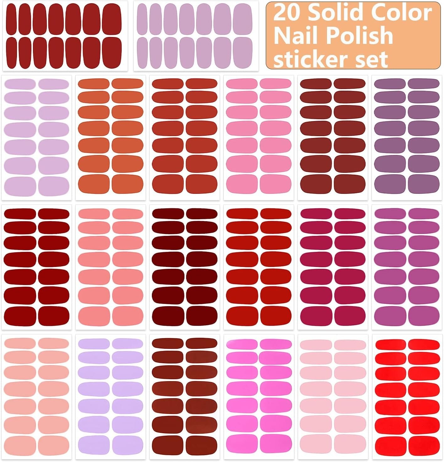 Thicker Real Nail Polish Strips – Fashionable Art for All Nail Types – 20 Sheets