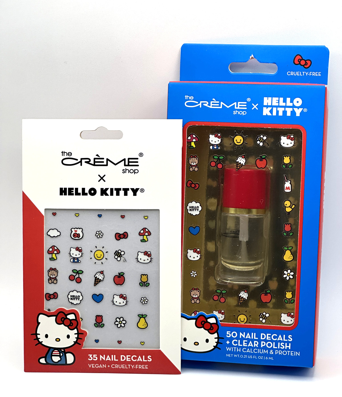 Hello Kitty The Creme Shop Nail Decals 85 Total Clear Nail Polish NIB Set of 2