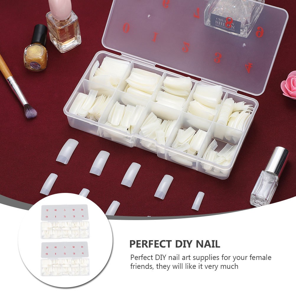 1000Pcs Reusable ABS Artificial Nail Tips Coffin Shape for Creative DIY