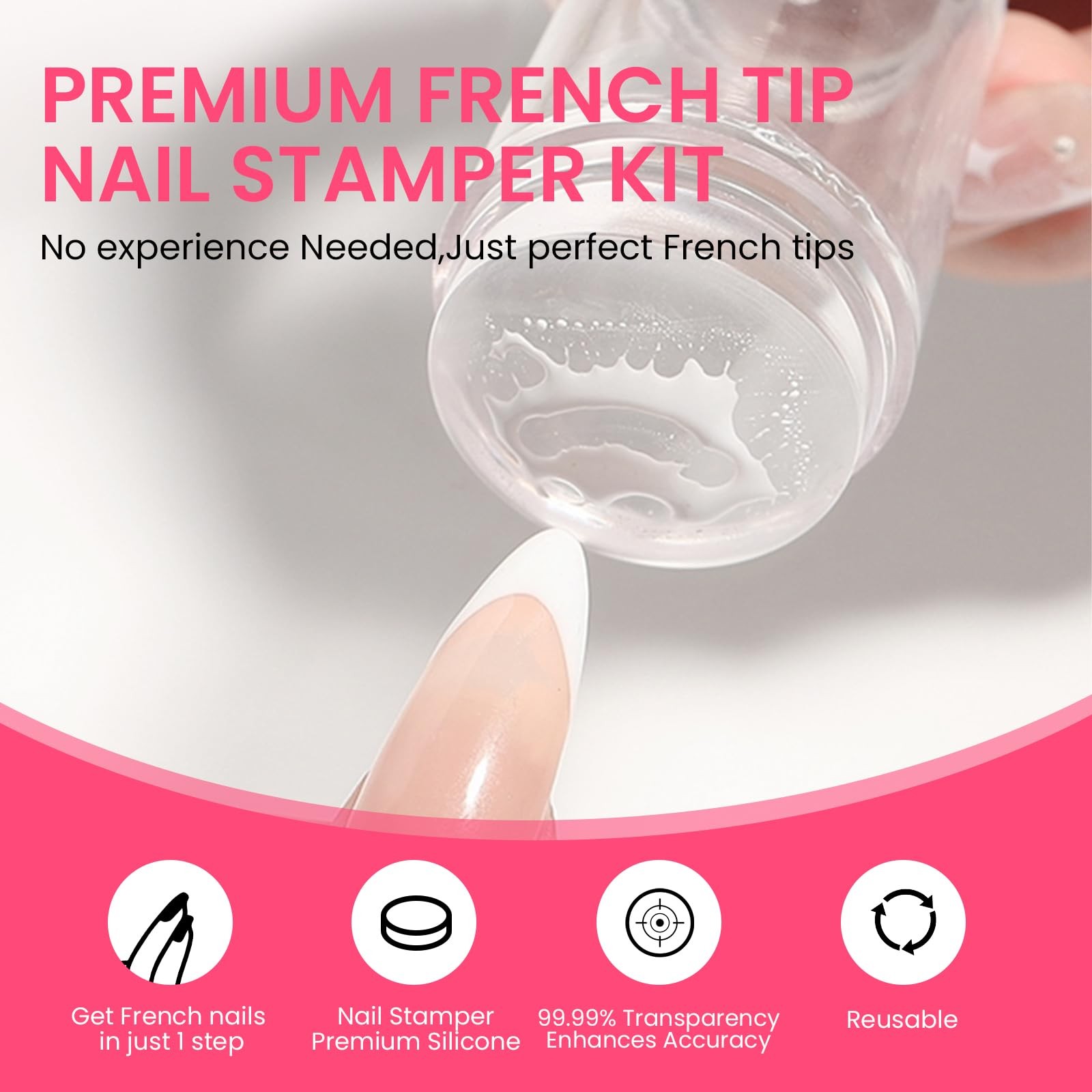 6PCS French Tip Nail Stamp Art Kit Clear Silicone Nail Jelly Stamper With Scr…