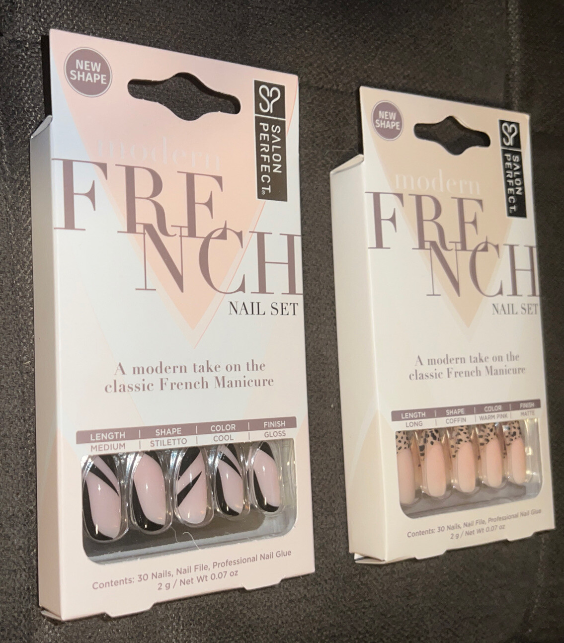 Lot Of 2 Salon Perfect’s Modern French Cheetah & Black Swirl Nail Sets💅{30Each}