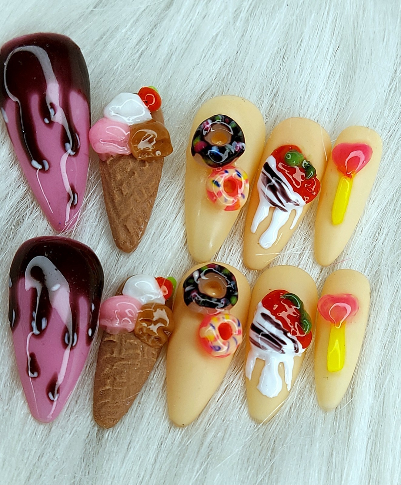 Donut Nails, Ice Cream Nails, Dessert Nails, Party Nails, Covered Strawberry