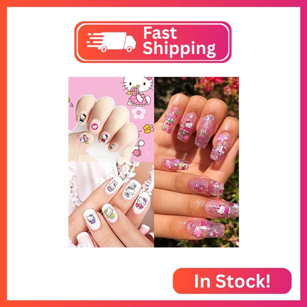6 Sheets Cute Nail Art Stickers Decals Self Adhesive Nail Art Supplies Kawaii Na