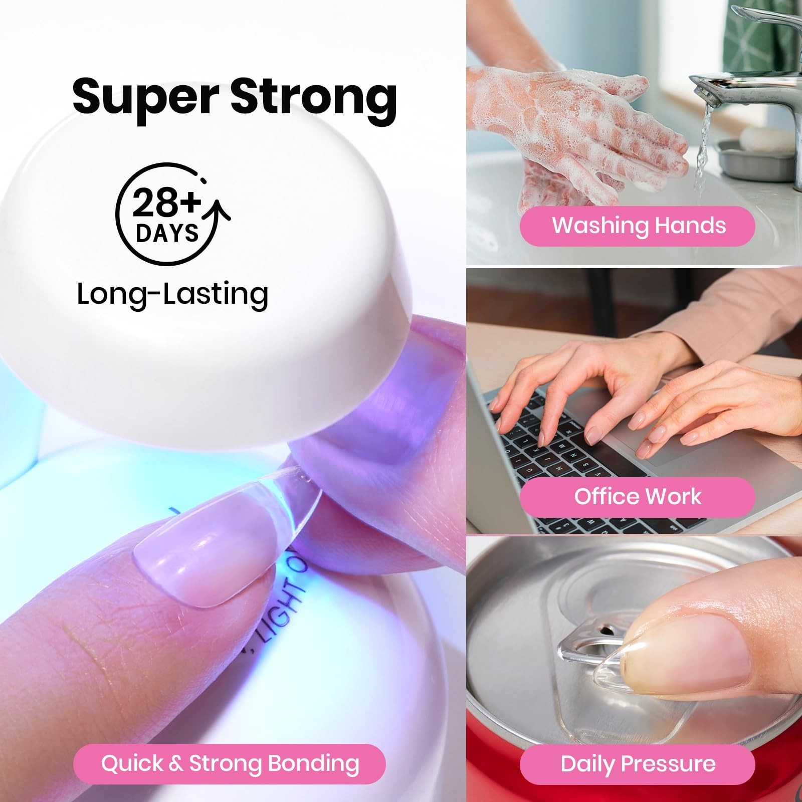 288pcs Short Square Nail Tips Kit – HEMA-Free Glue, Base & Top Coat, DIY Nail Ar