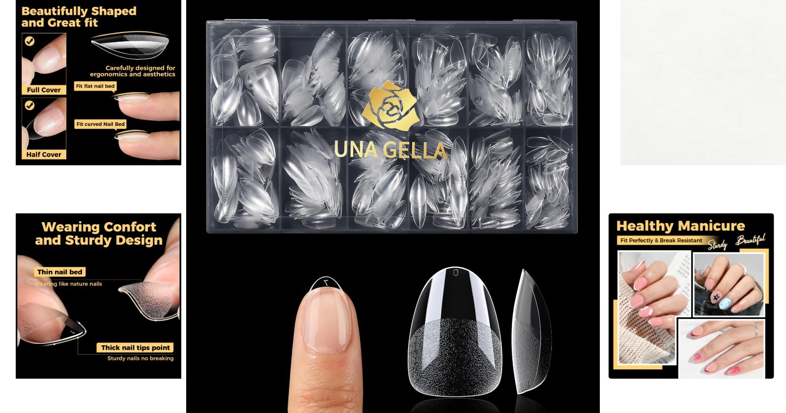 Clear Extra Short Almond Press-On Nails – Safe for Natural Nail Health, 504 Pcs