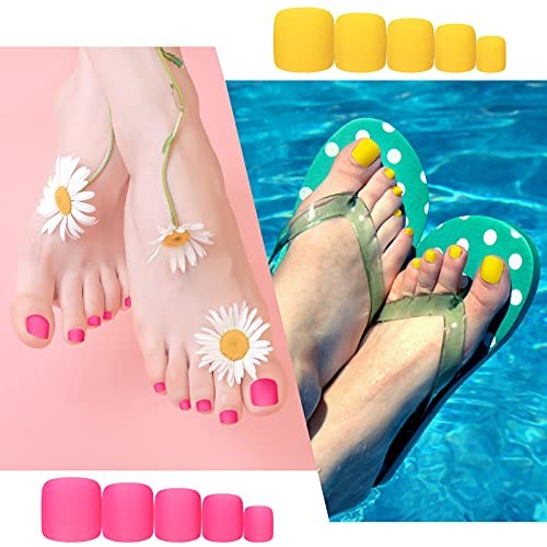 Maitys 336 Pieces 12 Sets Toenail Press on Fake Toe Nails Short Fresh Colors