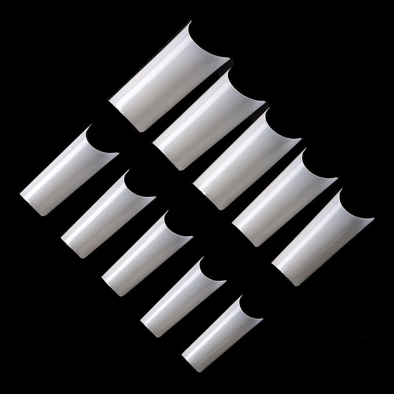 500Pcs Well Less Nail Tips C Curve Shape Acrylic Uv Gel False- Natural/Clear
