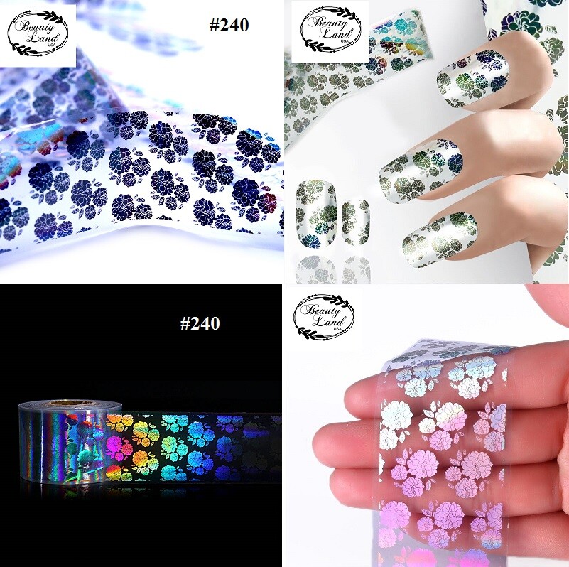 10- 50 Sheets Holographic Glitter Foil Nail Art Transfer Decor Tips Wraps Foil,