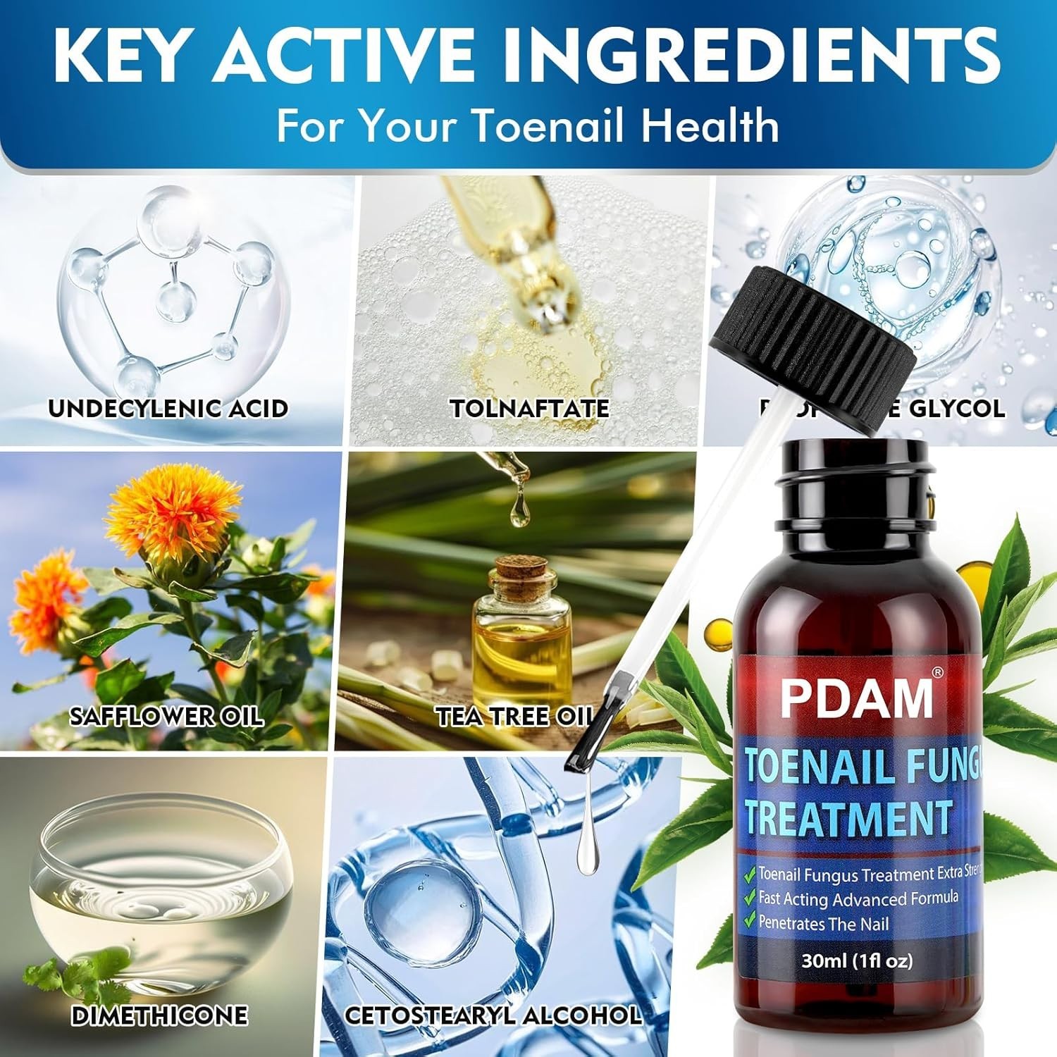 PDAM Toenail Fungus Treatment Extra Strength 1 Fl Oz/30ml 7 DAYS REMEDY Fast-Act