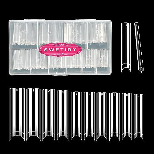 500Pcs No C Curve XXL Square Nail Tips- Acrylic Fake 500 Piece Assortment Clear