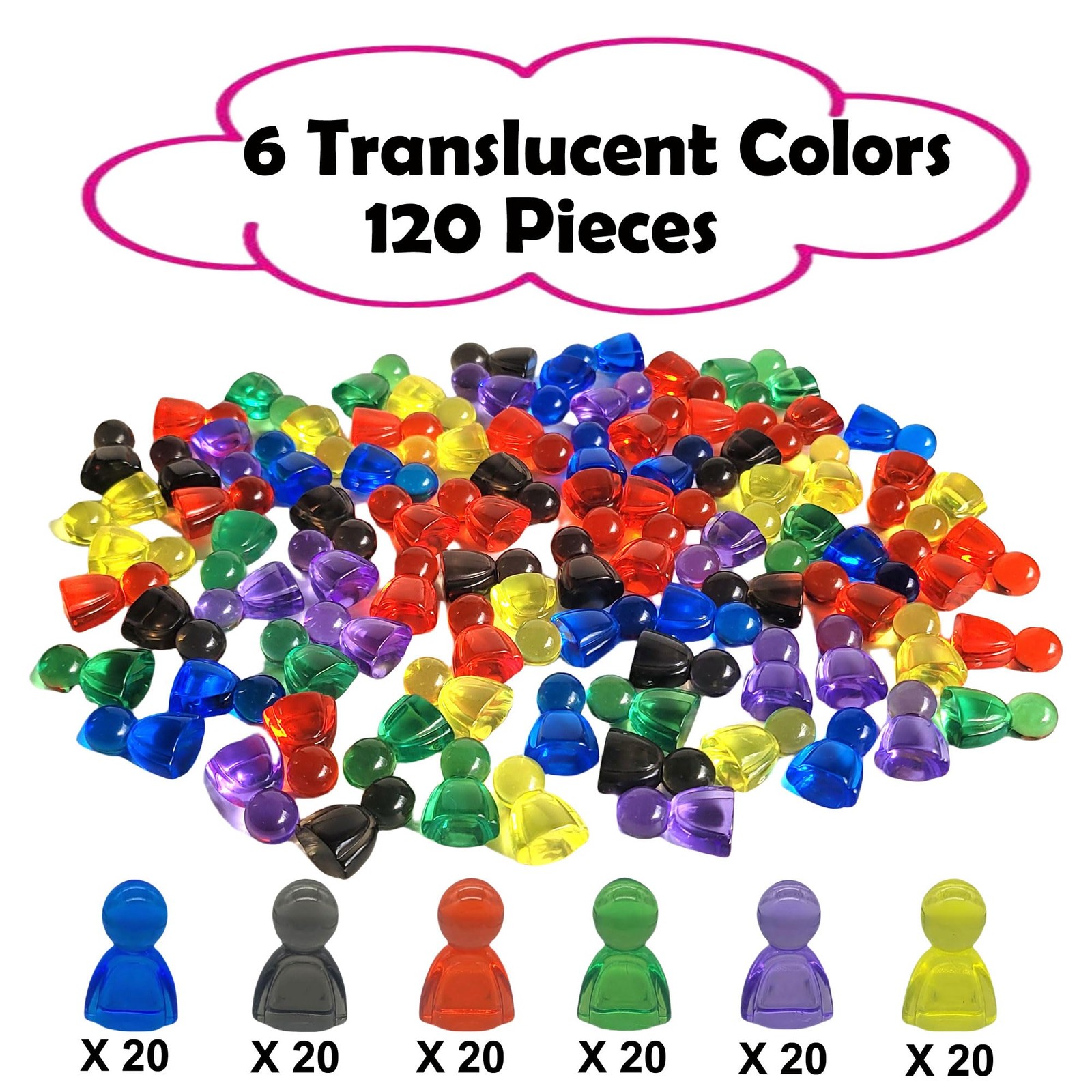 120 Pieces Game Pawns,Game for Board Games,Plastic mini, Multi-color