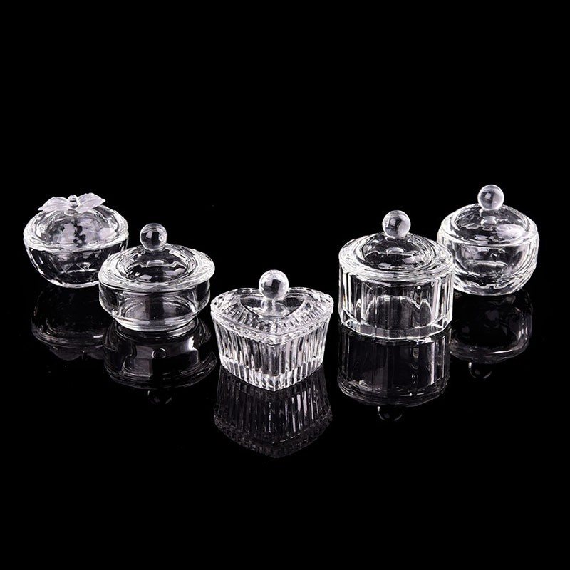 Nail Art Glass Cup Dappen Dish for Arcylic Nail Art Liquid Holder Bow FK.N8