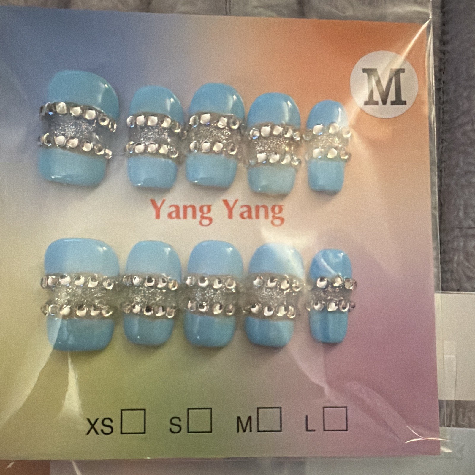 Press-On Nails Size Medium Square 3D