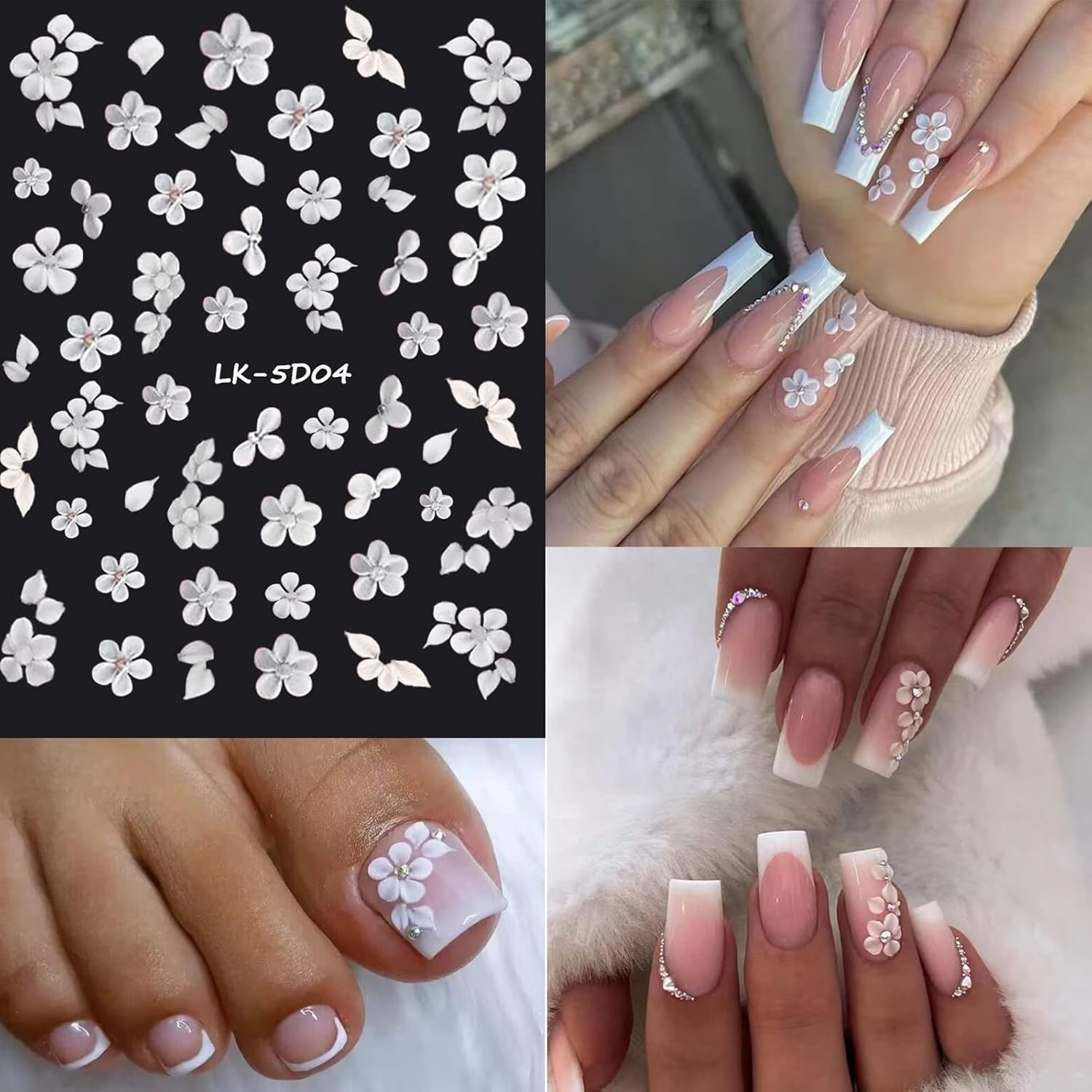 SEMATA Peach Blossoms Nail Stickers Colorful-09