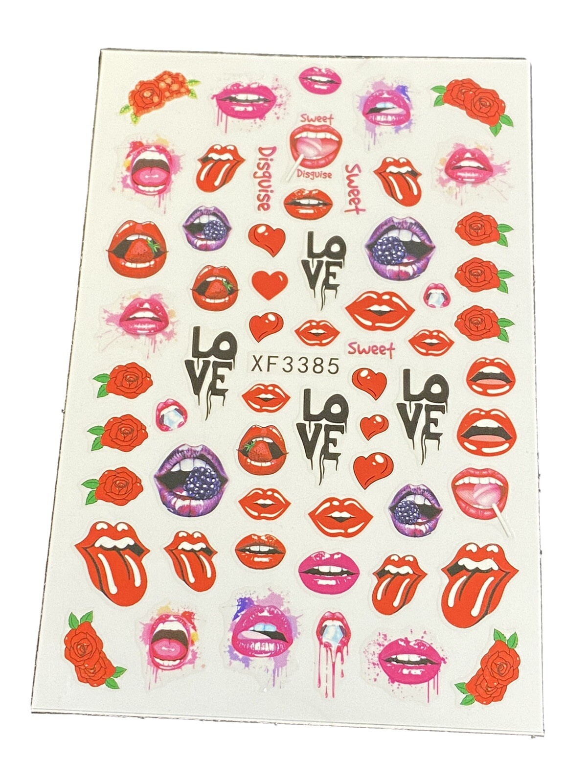 3psc/set Nail Art 3D Decal Stickers Kisses Lovely Lips Angel & Heart