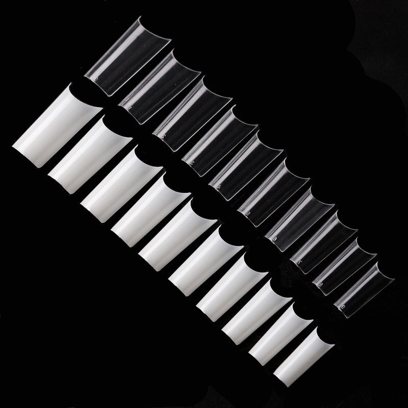500Pcs Well Less Nail Tips C Curve Shape Acrylic Uv Gel False- Natural/Clear